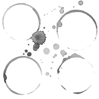 Set of grunge vector cup stains marks. Ink, wine, water, paint or other liquid cup stains.