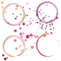 Set of grunge vector cup stains marks. Ink, wine, water, paint or other liquid cup stains.