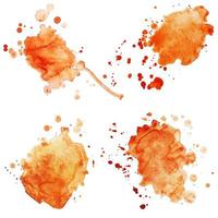 Set of vector watercolor spot with splashes. 4 watercolor blot for your design. Orange yellow watercolor background.