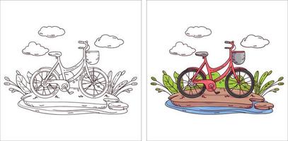Hand drawn cute Transportation Vehicle for coloring page bicycle