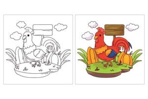 Hand drawn cute Farm Animal for coloring page roaster vector