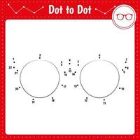 Connect the dots. Glasses. Dot to dot educational game. Coloring book for preschool kids activity worksheet. vector