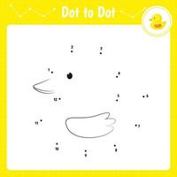 Connect the dots. Duck. Bird. Dot to dot educational game. Coloring book for preschool kids activity worksheet. vector