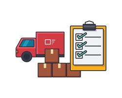 Collection colored thin icon of delivery checklist, truck, box , business and finance concept vector illustration.
