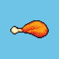 Flexible Editable vector fried chicken thigh pixel art for game development,  graphic design, website assets and more.