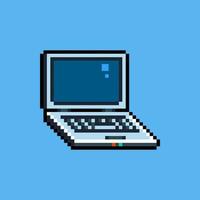 Pixel art laptop computer icon illustration vector
