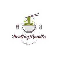 Healthy noodle Logo design vector illustration