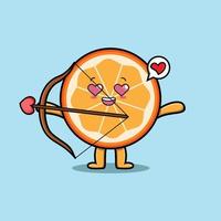 Cute cartoon romantic cupid orange fruit vector