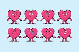 kawaii lovely heart cartoon different expression vector