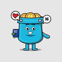 personaje de bolsillo de dibujos animados lindo con libro diario vector