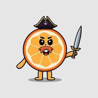 personaje de mascota de dibujos animados lindo pirata naranja vector