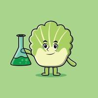 Cute cartoon mascot chinese cabbage as scientist vector