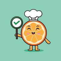 Cute cartoon orange fruit character with happy expression in modern style design vector