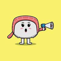 Cute Cartoon sushi character speak with megaphone vector