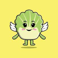 Cute cartoon chinese cabbage wearing wings vector