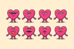 kawaii lovely heart cartoon different expression