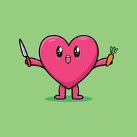 lindo personaje de corazón encantador de dibujos animados con expresión feliz en un diseño de estilo moderno vector