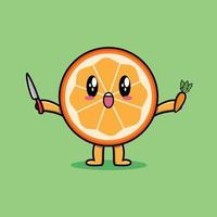 Cute cartoon orange fruit character with happy expression in modern style design vector