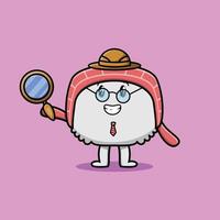 Cute cartoon character Sushi detective vector