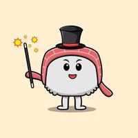 A gorgeous smart cute cartoon magician sushi vector