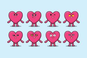 kawaii lovely heart cartoon different expression vector
