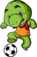 The turtle is playing football and wearing a cloth vector