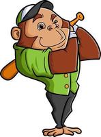 The athlete monkey is playing baseball with a cool pose vector