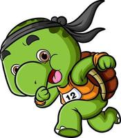 The runner turtle is running in a competition to win vector