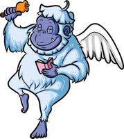 The angel yeti is enjoying bell and little book vector