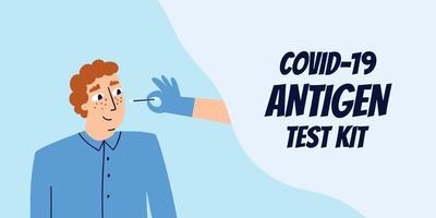 Covid-19 antigen testing. Banner diagnosis covid. Flat illustration vector