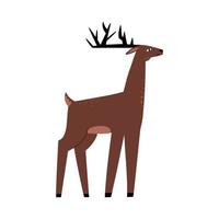 forest deer hand drawn in flat style. baby illustration vector