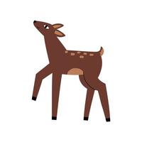 forest deer hand drawn in flat style. baby illustration vector