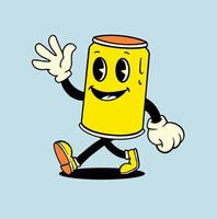 Vintage can soft drink Mascot vector illustration