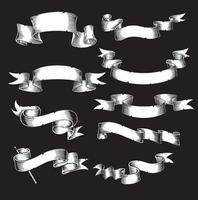 banner de cinta vintage para etiqueta ilustración vectorial dibujada a mano sobre fondo negro vector