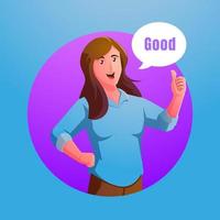 a woman get the satisfaction of giving thumbs up vector