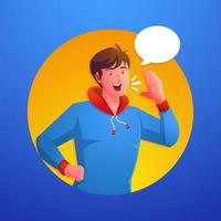 screaming man talking with speech bubble vector