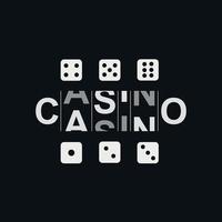 concepto de diseño de logotipo con imágenes de dados y casino vector