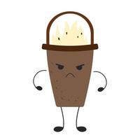 Angry cup of coffee. Character emotion vector