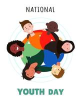 diseño de banner del día nacional de la juventud en estilo plano vector