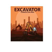 excavadora construyendo la ciudad vector