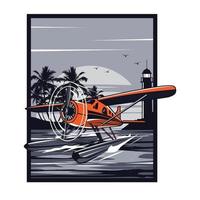 ilustración de aventura en hidroavión vector