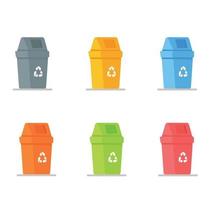 Vector illustration of a set of trash cans.