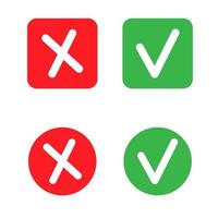 Checkmark and x mark icon for apps and websites. vector