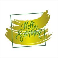 Red Frame with Golden Brush Stroke hello summer vector