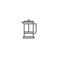 Coffee French press line icon. linear style sign for mobile concept and web design. Outline vector icon. Symbol, logo illustration. Vector graphic