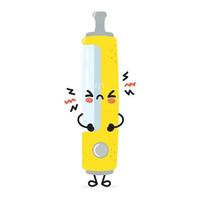 Cute angry vape character. Vector hand drawn cartoon kawaii character illustration icon. Isolated on white background. Sad vape character concept