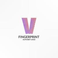 letter V abstract gradient stripes fingerprint vector logo design