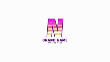 letter N halftone trendy bright color logo vector design element