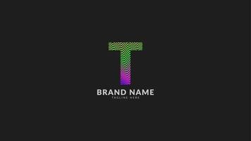 letter T wavy rainbow abstract colorful logo for creative and innovative company brand. print or web vector design element