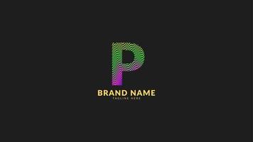 letter P wavy rainbow abstract colorful logo for creative and innovative company brand. print or web vector design element